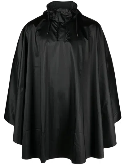 Rains Drawstring Hooded Raincoat In Black