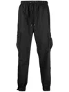 Rains Drawstring-waistband Tapered Cargo Trousers In Schwarz