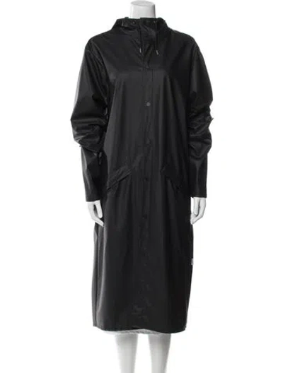 Pre-owned Rains Faux Fur Coat In Black