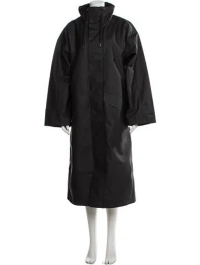 Pre-owned Rains Faux Leather Performance Coat W/ Tags In Black