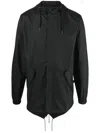 Rains Fishtail Drawstring-hood Coated Parka In Black