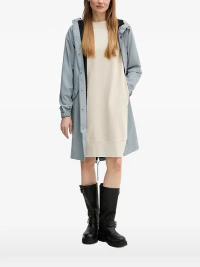 Rains Fishtail Flap-pockets Coat In Blue