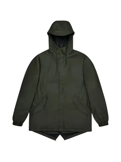 Rains Fishtail Hooded Performance Jacket In Green