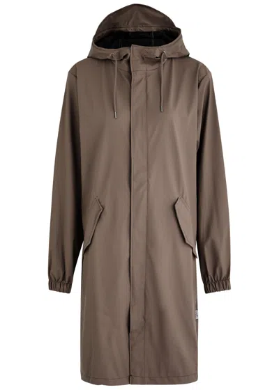 Rains Fishtail Hooded Rubberised Parka In Chocolate