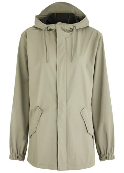 Rains Fishtail Hooded Rubberised Parka In Sage