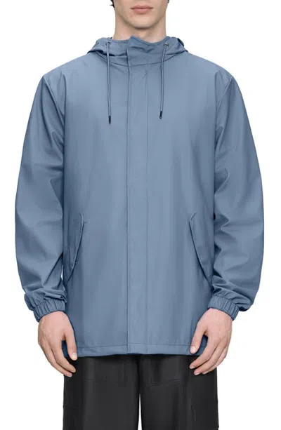 Rains Fishtail Hooded Waterproof Rain Jacket In Blue