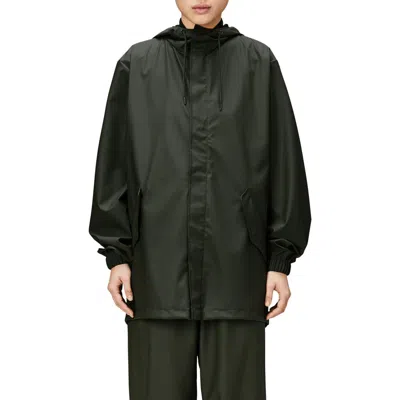 Rains Fishtail Hooded Waterproof Rain Jacket In Green