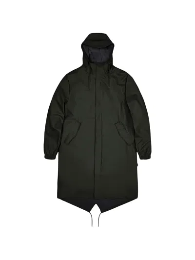 Rains Fishtail Parka Drawstring Hooded Raincoat In Black