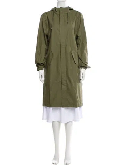 Pre-owned Rains Fishtail Parka Trench Coat In Green