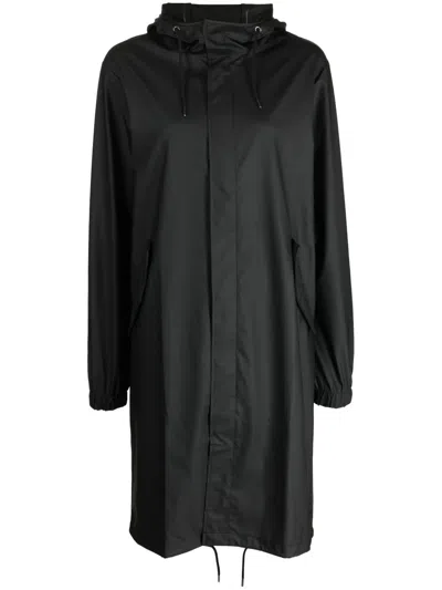 Rains Fishtail Waterproof Parka Coat In Black