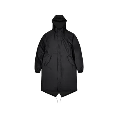 Rains Fishtail-hem Drawstring-hood Parka In Black