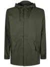 Rains Long Raincoat With Hood And Pockets In Green