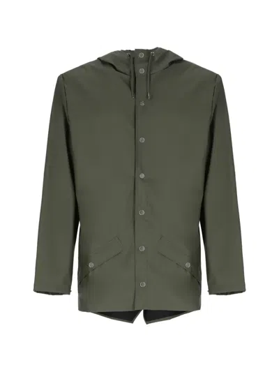 Rains Flap-pocket Hooded Jacket In Green