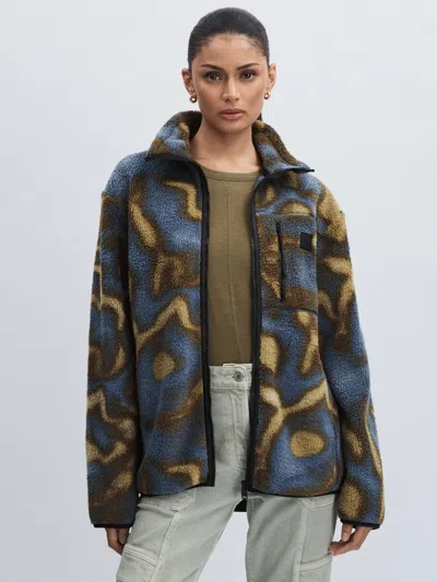 Rains Fleece Abstract Print Zip-through Jacket In Multi