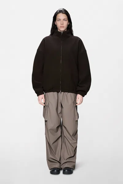 Rains Fleece Zip Jacket In Bark