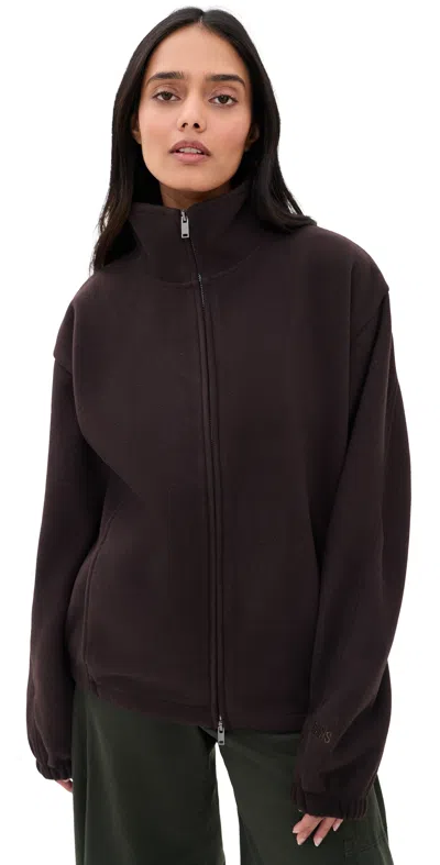 Rains Fleece Zip Jacket Bark In Brown