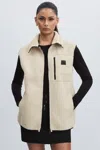Rains Fleece Zip-through Vest In Beige