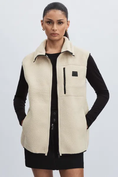 Rains Fleece Zip-through Vest In Beige