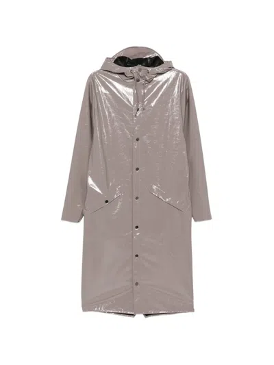 Rains Glossy Hooded Coat In Neutral
