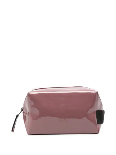 Rains Glossy Logo-debossed Wash Bag In Pink