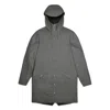 Rains Unisex Long Rain Jacket In Grey