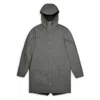 Rains Long Waterproof Jacket In Charcoal-black In Grey