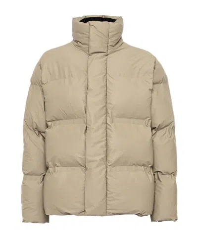 Rains High Neck Zip-up Puffer Jacket In Brown
