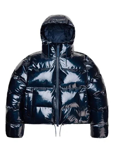 Rains High-shine Puffer Jacket In Blue