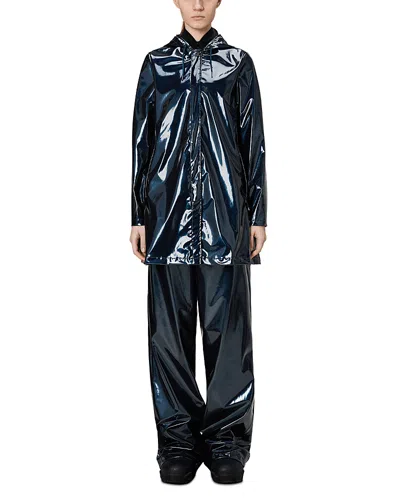 Rains Hooded A-line Rain Jacket In Blue