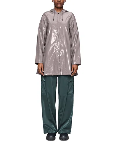 Rains Hooded A-line Rain Jacket In Gray