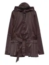 Rains Hooded Belted Coat In Brown