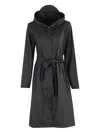 Rains Hooded Belted Raincoat In Black