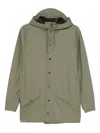 Rains Hooded Button-fastening Jacket In Green