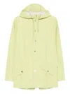 Rains Hooded Button-fastening Jacket In Yellow