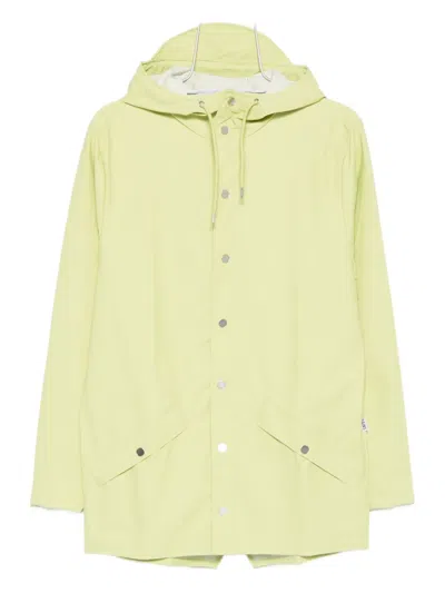 Rains Hooded Button-fastening Jacket In Yellow
