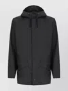 Rains Hooded Button-up Jacket Pockets In Black