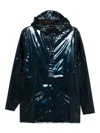 Rains Hooded Buttoned Jacket In Blue