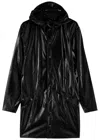 Rains Hooded Coated Rubberised Jacket In Black