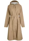 Rains Hooded Coated Shell Jacket In Brown