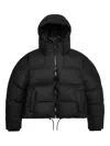 Rains Hooded Cropped-hemline Padded Coat In Black