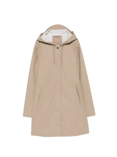 Rains Hooded Drawstring Raincoat In Brown