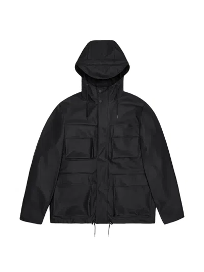 Rains Hooded Front-pockets Jacket In Black
