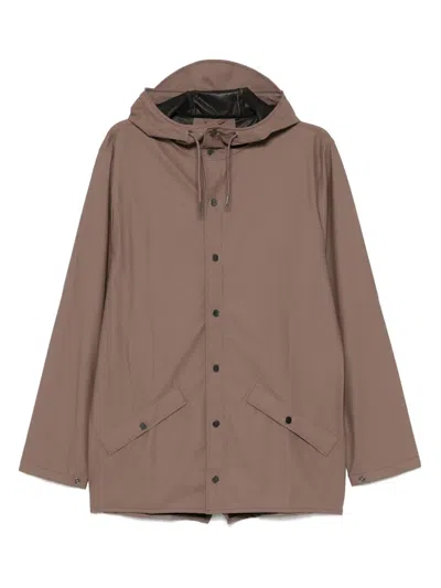 Rains Hooded Jacket In Brown