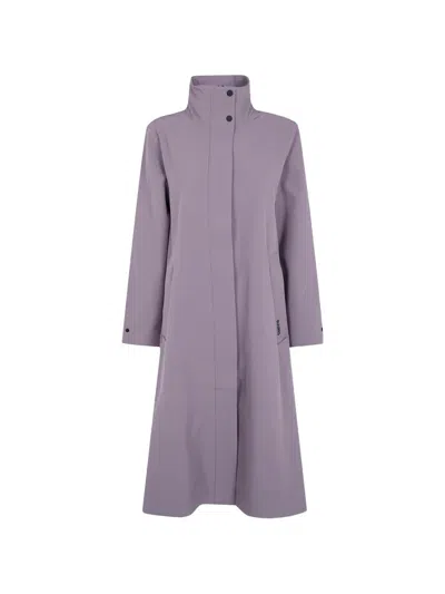 RAINS HOODED LOGO-PRINT COAT
