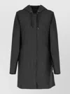 Rains Hooded Long Sleeve Raincoat Snap Button Cuffs In Black