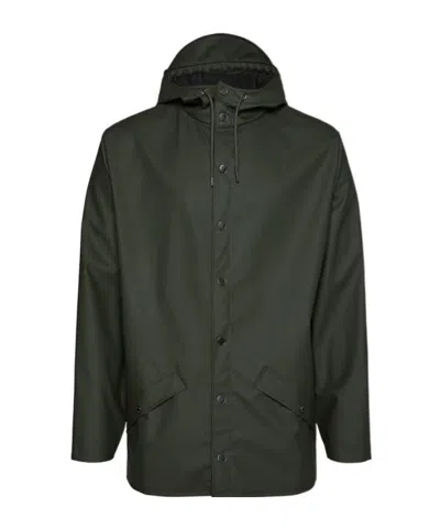 Rains Hooded Long-sleeved Raincoat In Black