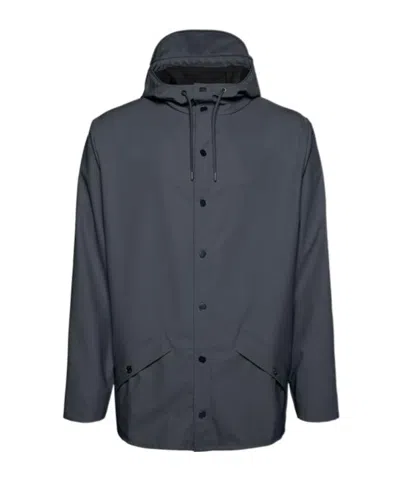 Rains Hooded Long-sleeved Raincoat In Black