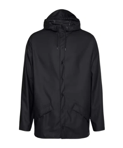 Rains Hooded Long-sleeved Raincoat In Black