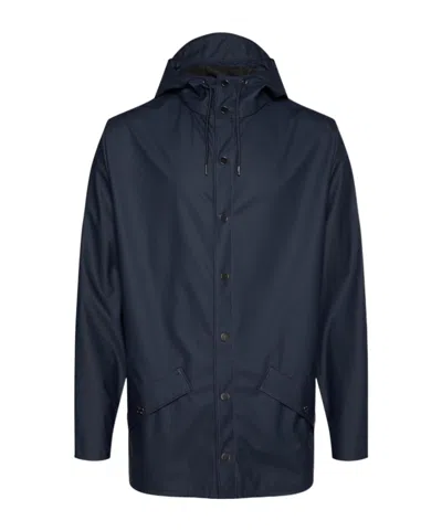 Rains Hooded Long-sleeved Raincoat In Black