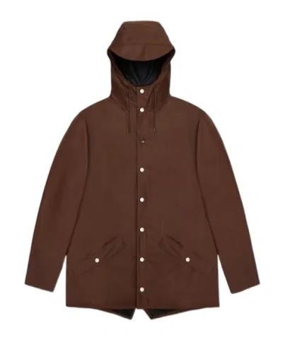 Rains Hooded Long-sleeved Raincoat In Red